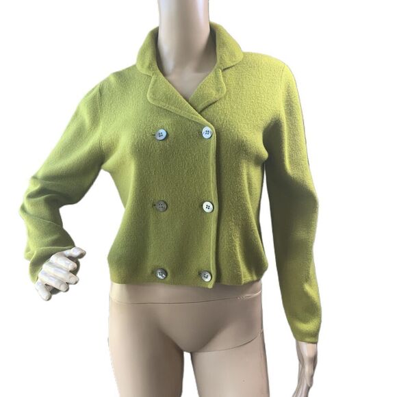 Lord & Taylor Green Long Sleeves 6 Buttons Notched Collar Preppy Wool Jacket Med - Picture 1 of 11